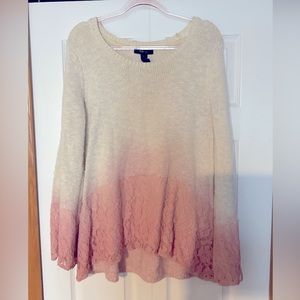 Style & Co Pink/Cream Ombré Sweater Size Large